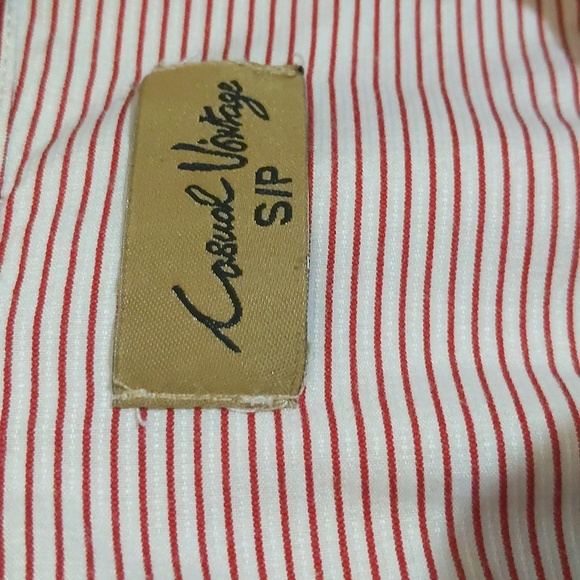 Casual Vintage| Red Pin Striped Button Down Front pocket Cotton Polyester mix - Picture 6 of 9